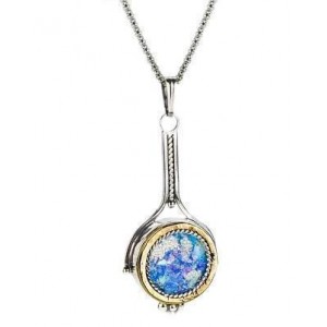 Roman Glass Pendant in Sterling Silver & 9k Yellow Gold-Rafael Jewelry Default Category