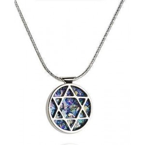 Star of David Pendant in Roman Glass & Sterling Silver-Rafael Jewelry Israeli Jewelry Designers