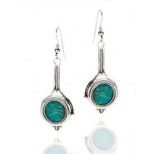 Dangling Sterling Silver & Eilat Stone Earrings by Rafael Jewelry Designer Joyería Judía