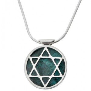 Round Star of David Pendant in Sterling Silver & Eilat Stone by Rafael Jewelry
 Casa Judía

