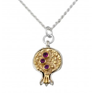 Pomegranate Pendant in Sterling Silver and Gems with Gold-Plating by Rafael Jewelry Default Category