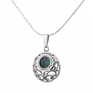 Round Pendant in Sterling Silver with Eilat Stone by Rafael Jewelry
 Collares y Colgantes