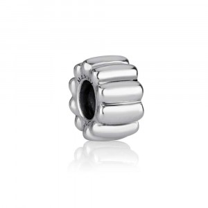 Charm Stopper in Sterling Silver with Ridges Joyería Judía