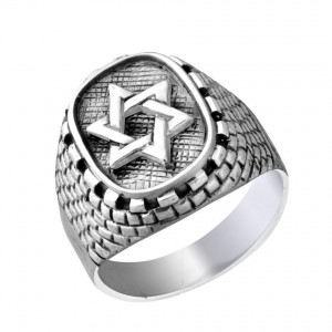 Rafael Jewelry Sterling Silver Ring with Star of David Decoración para el Hogar 