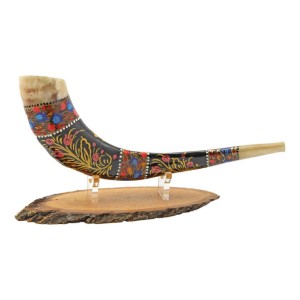 Hand-Painted Shofar with Pomegranate and Jerusalem Ocasiones Judías