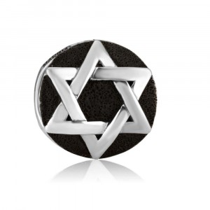 925 Sterling Silver Star of David Charm with a Black Enamel Israeli Jewelry Designers