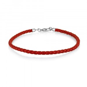 Red Leather Charm Bracelet in 17.5 cm Length
 Israeli Jewelry Designers