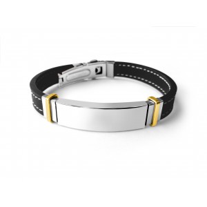 Men’s Bracelet in Leather and Stainless Steel  Judaíca
