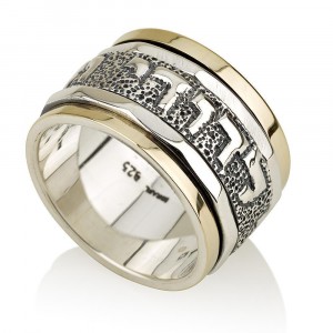 925 Sterling Silver Ani Ledodi Spinning Ring in 14K Gold by Ben Jewelry
 Israeli Jewelry Designers