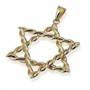 14K Gold Tress Style Star of David Pendant in Bigger Size by Ben Jewelry
 Israeli Jewelry Designers