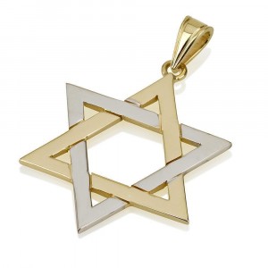 Star of David Pendant in Two-Tone Gold Design by Ben Jewelry Israeli Jewelry Designers