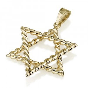 14K Gold Tight Twisted Rope Star of David Pendant by Ben Jewelry
 Joyería Judía