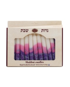 Set de Velas para Shabat con Franjas Púrpuras y Azules de Safed Candles Default Category