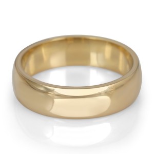 14K Gold Jerusalem-Made Traditional Jewish Wedding Ring With Comfort Edge (6 mm) Ocasiones Judías