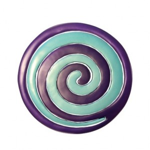 Yair Emanuel Anodized Aluminium Two Piece Trivet Set with Purple and Blue Swirl Kitchen Supplies