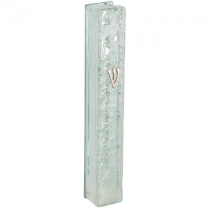 Glass Mezuzah with Broken Glass Case made from Silicon Cork Judaíca
