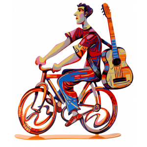 David Gerstein Troubadour Bike Rider Sculpture Israeli Art