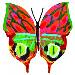David Gerstein Merav Butterfly Sculpture with Red and Green Sections Israeli Art