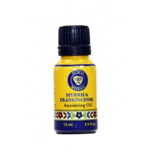 Blue Glass Bottle with Frankincense and Myrrh Anointing Oil (15ml) Artistas y Marcas