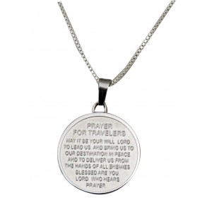 Pendant with English Traveler's Prayer in Stainless Steel Collares y Colgantes