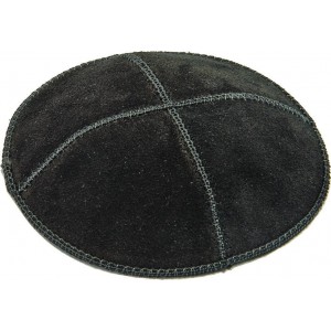 Black Suede Kippah with Four Sections in 16cm  Default Category
