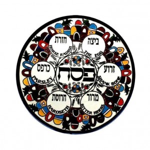 Armenian Ceramic Seder Plate with Jerusalem Motif Pesaj
