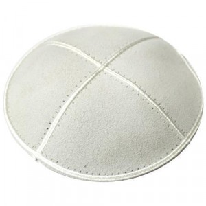 Suede Off-White Kippah with Four Sections in 16 cm Judaíca
