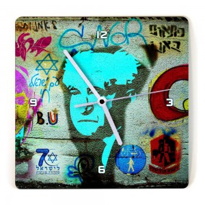 Ben Gurion Graffiti Square Wooden Clock By Ofek Wertman  Ofek Wertman