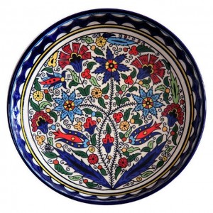 Ceramic Bowl with Flower Bouquet Design by Armenian Ceramics Cuencos