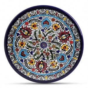 Armenian Ceramic Plate with Armenian Tulip Ornamental Flower Motif Casa Judía
