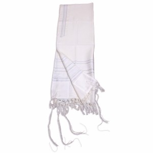 White and Silver Carmel Tallit Ocasiones Judías