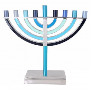 Yair Emanuel Large Blue Traditional Hanukkah Menorah Judaica Moderna