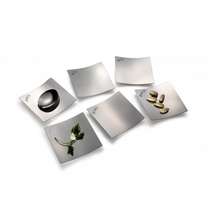 Travel Shiny Stainless Steel Seder Plate by Laura Cowan