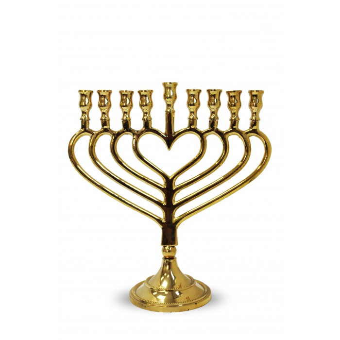 Menorah in Classic Antique Design with Slender Heart-Shaped Branches