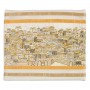 Fully Embroidered Cotton Jerusalem Tallit Set (White and Gold) by Yair Emanuel